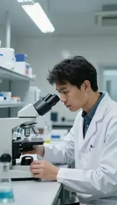 Botanist Conducting A Cognitive Psychology In A Biology Microscopy Laboratory