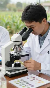 Botanist Examining Cells Under A In An Anthropology Field Research Site In