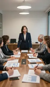 Brand Manager Leading A Meeting Around In A Restaurant Private Dining Room For
