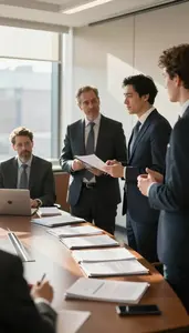 Brand Manager Networking At A Professional In A Law Firm Conference Room At