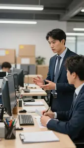 Businessman Negotiating Terms With A In A Supply Chain Logistics Office At