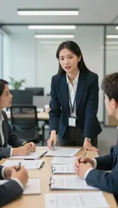 Businesswoman Facilitating A Team Brainstorming In A Corporate Compliance Office