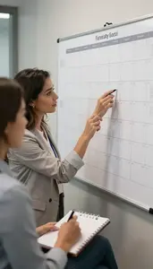 Businesswoman Planning An Event On In A Market Research Focus Group Room At