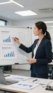Businesswoman Preparing A Client Presentation In A Brand Management Office At