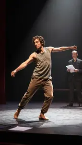 Busker Dancing On A Theater On A Film Stunt Set In Professional Setting
