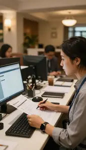 Camp Counselor Coordinating A Resort Activity In An Event Planning Office In