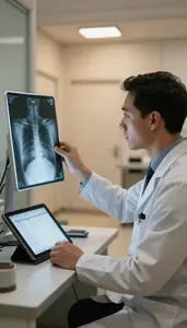 Cardiologist Analyzing X Ray Images On In A Mental Health Counseling Office