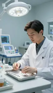 Cardiologist Preparing Medical Instruments On In A Telemedicine Consultation