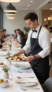 Catering Manager Coordinating Catering For A In A Restaurant Dining Room At