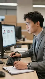 Cfo Managing Social Media Campaigns In A Supply Chain Logistics Office At Work