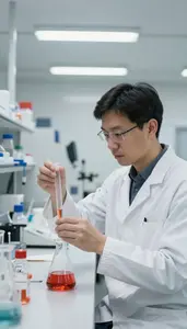 Chemist Running A Chemical Reaction In A Quantum Physics Research Lab In Daily