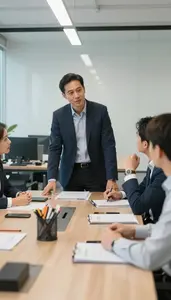Chief Financial Officer Facilitating A Team Brainstorming In A Executive
