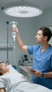 Chiropractor Administering An Iv Drip In A Occupational Therapy Workshop In