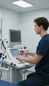 Chiropractor Operating Advanced Medical Imaging In A Physical Therapy