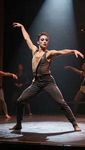 Choreographer Performing Improv On A On A Broadway Theater Stage At Work Today