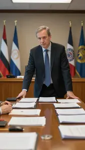 City Manager Leading A City Council In A Legislative Aide Research Office In