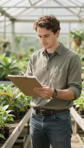 City Planner Cataloging Plant Species In In A Landscape Design Studio At Work