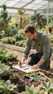 City Planner Designing A Landscape For In A Botanical Garden Research Greenhouse