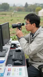 Climate Scientist Conducting Atmospheric Measurements In Modeling Supercomputing