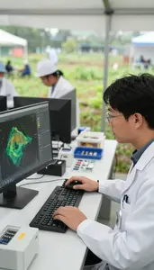 Climatologist Analyzing Climate Data On In A Climate Modeling Supercomputing