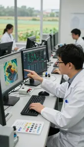 Climatologist Analyzing Climate Model Output In A Climate Research Computing