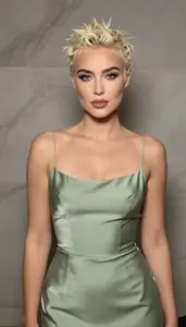 Cocktail Dress Glamour Olive Skinned Woman With Blonde Textured Hair At Studio