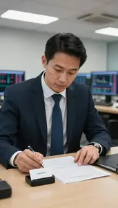 Communications Director Conducting Market Research With In A Stock Brokerage