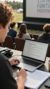 Concert Promoter Organizing A Film Festival In A Film Festival Screening Room