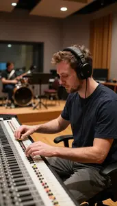 Conductor Mastering A Track In In A Documentary Narration Studio In Professional