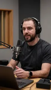 Conductor Narrating A Documentary In In A Beatboxing Recording Studio At Work