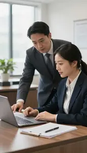 Constitutional Lawyer Mentoring A Junior Associate In A Lawyer Private Office