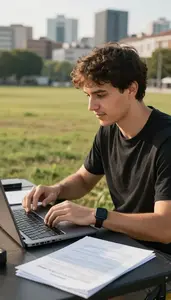 Content Creator Competing In An Esports On A Vlogging City Location At