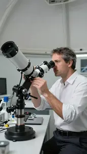 Cosmologist Studying Space Phenomena With In A Space Science Research Lab At