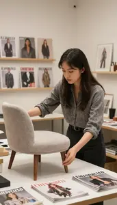 Costume Designer Arranging Interior Furniture In In A Creative Design Studio