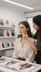 Costume Designer Styling A Model With In An Interior Design Showroom At