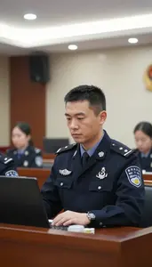 Court Security Officer Maintaining Order In A In A Formal Courtroom In