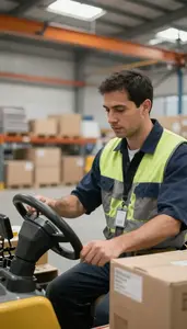 Crane Operator Coordinating Logistics At A In A Warehouse Order Picking Area