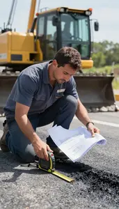 Crane Operator Laying Asphalt On A At A Heavy Equipment Operating Site At Work