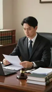 Criminal Lawyer Preparing For A Trial In A Lawyer Private Office At Professional