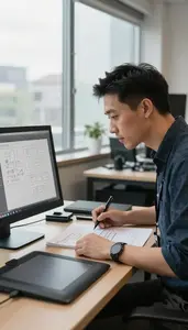 Cto Creating Wireframes On A In A Content Creation Studio In Professional