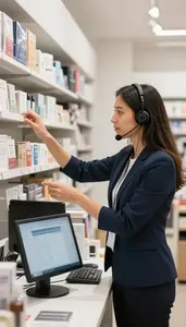 Customer Service Representative Selecting Products For A In A Store Window