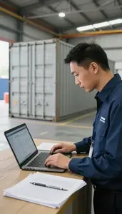 Customs Broker Coordinating Freight At A At A Shipping Container Loading Area