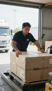Customs Broker Loading Cargo On A In A Postal Sorting Facility In Daily Work