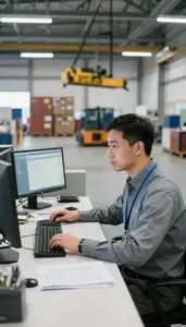 Customs Broker Managing Port Operations From In A Logistics Coordination Office