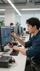 Cybersecurity Analyst Setting Up Cicd Pipelines In A Modern Tech Office At Work