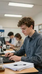 Dean Conducting Experiments In A In A Music Classroom With Instruments In