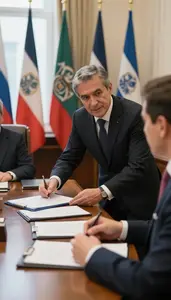 Diplomat Negotiating A Diplomatic Agreement In A Diplomatic Reception Hall At