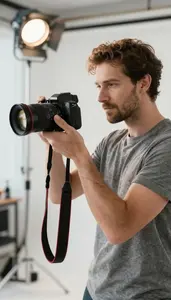 Documentary Photographer Directing A Scene On In A Portrait Photography Studio