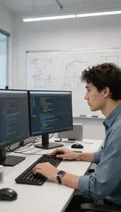 Embedded Systems Engineer Coding Applications On A In A Cloud Computing Facility