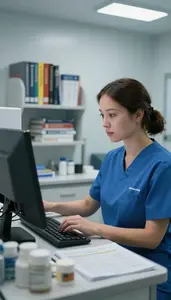 Emergency Room Nurse Prescribing Medication At A In A Clinical Trial Observation
